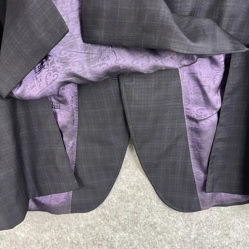 Ted Baker Endurance Blazer Sport Coat Mens‎ 46XL Blue Gray Plaid Wool 2 Button